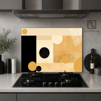 Soyut Geometrik Sanat Ocak Arkası Koruyucu Cam Panel - Glazella Soyut Geometrik Sanat Ocak Arkası Koruyucu Cam Panel - Glazella