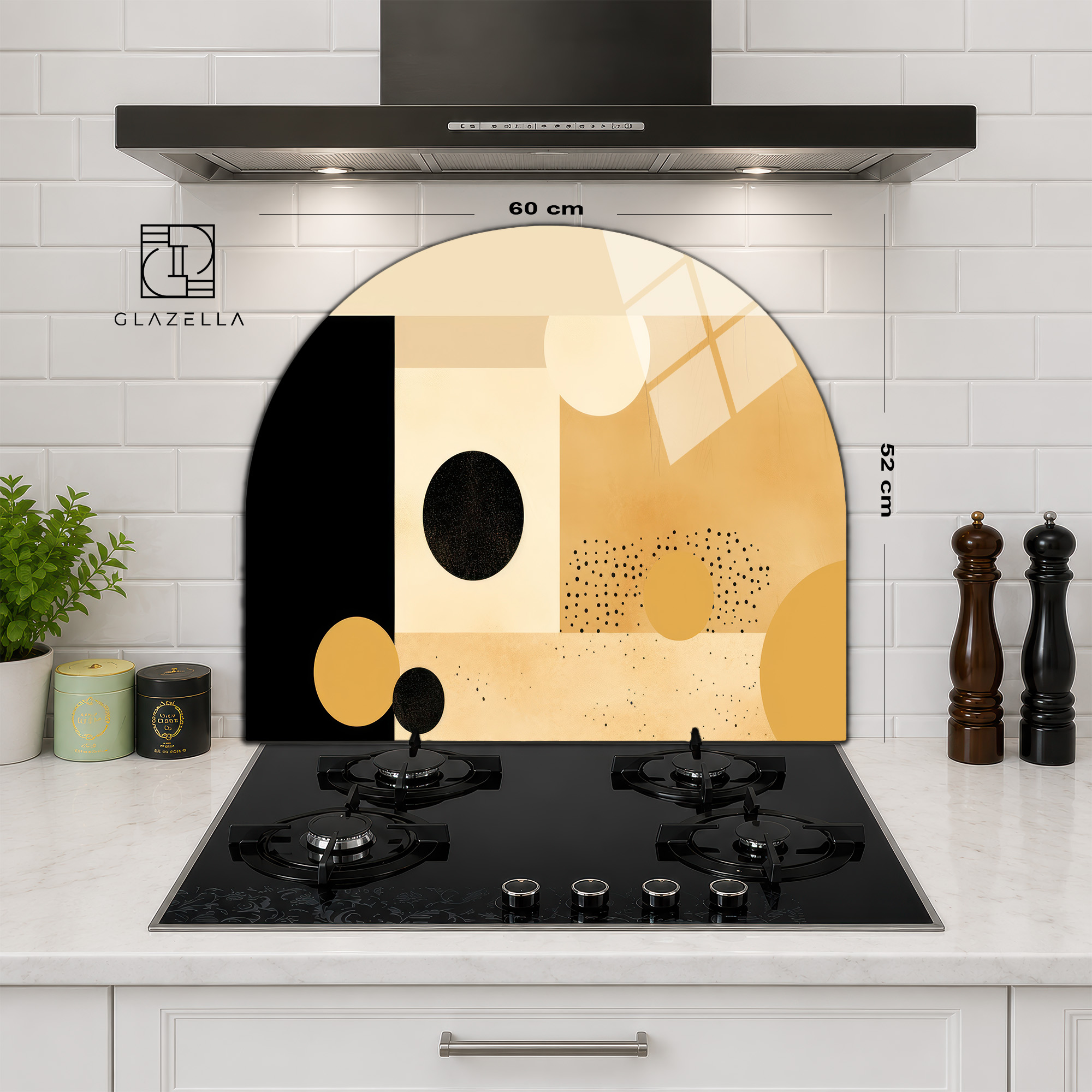 Soyut Geometrik Sanat Ocak Arkası Koruyucu Cam Panel - Glazella Soyut Geometrik Sanat Ocak Arkası Koruyucu Cam Panel - Glazella