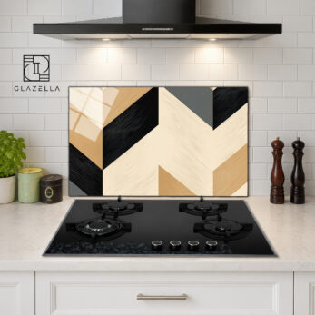 Modern Geometrik Desenli Ocak Arkası Koruyucu Cam - Glazella