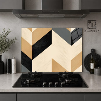 Modern Geometrik Desenli Ocak Arkası Koruyucu Cam - Glazella Modern Geometrik Desenli Ocak Arkası Koruyucu Cam - Glazella
