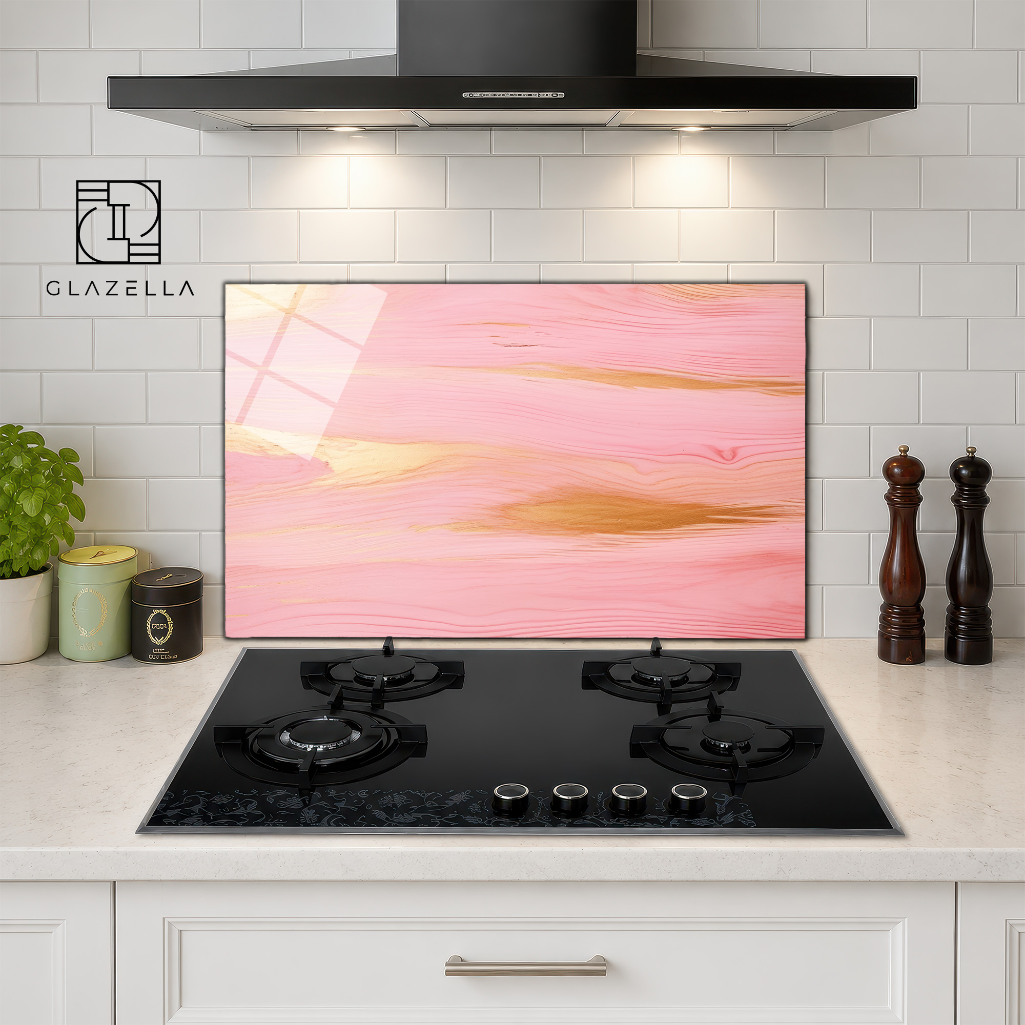 Pembe Altın Mermer Dokulu Ocak Arkası Koruyucu Cam - Glazella Pembe Altın Mermer Dokulu Ocak Arkası Koruyucu Cam - Glazella