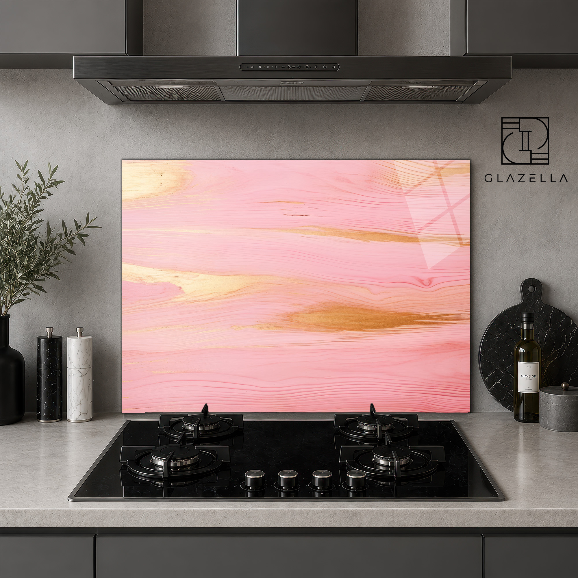Pembe Altın Mermer Dokulu Ocak Arkası Koruyucu Cam - Glazella Pembe Altın Mermer Dokulu Ocak Arkası Koruyucu Cam - Glazella