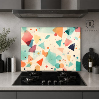 Modern Geometrik Desenli Ocak Arkası Koruyucu Cam - Glazella