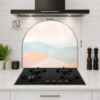 Pastel Geometrik Tasarımlı Ocak Arkası Koruyucu Cam - Glazella