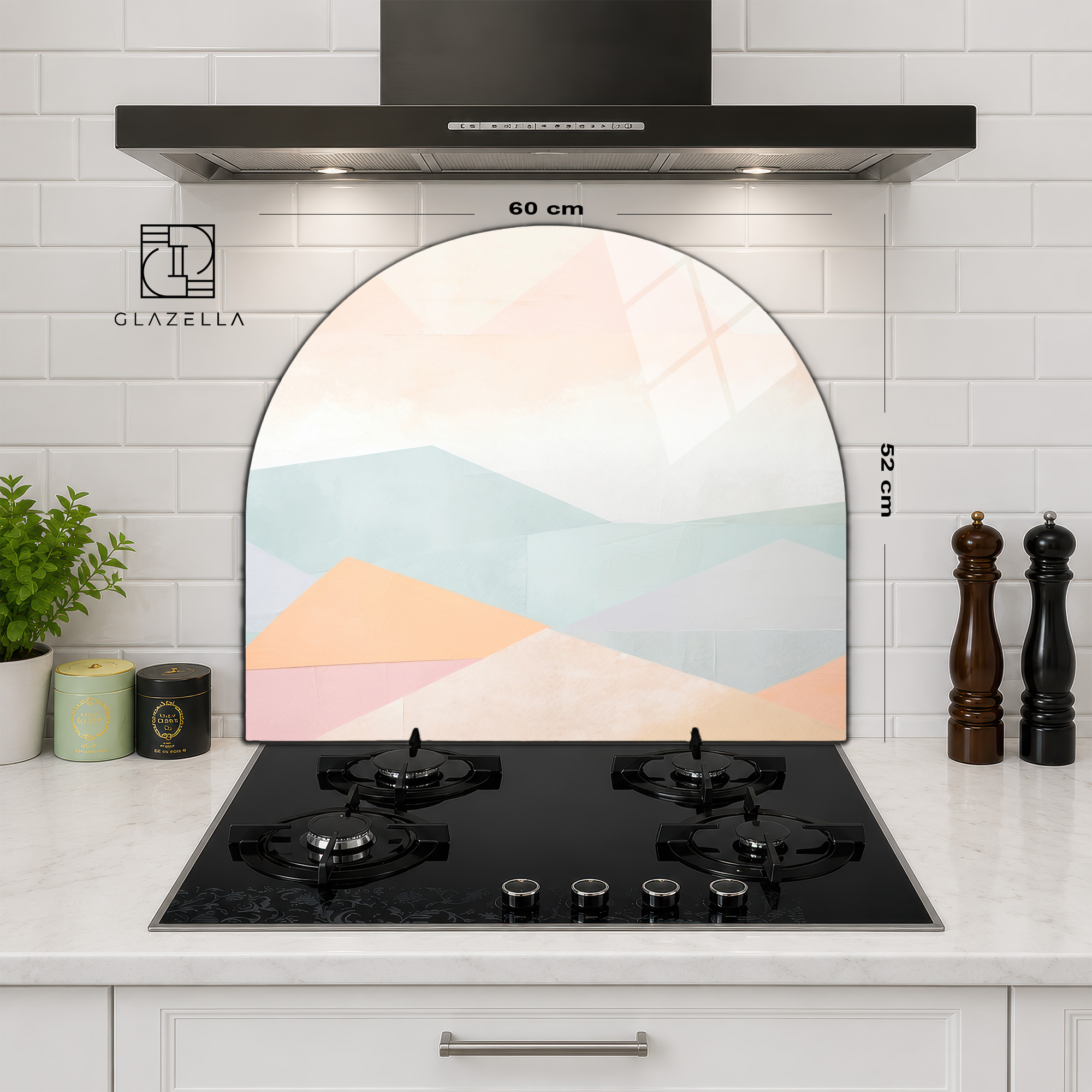 Pastel Geometrik Tasarımlı Ocak Arkası Koruyucu Cam - Glazella Pastel Geometrik Tasarımlı Ocak Arkası Koruyucu Cam - Glazella