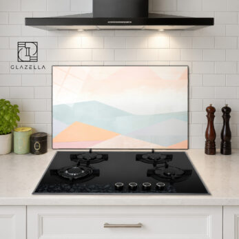 Pastel Geometrik Tasarımlı Ocak Arkası Koruyucu Cam - Glazella
