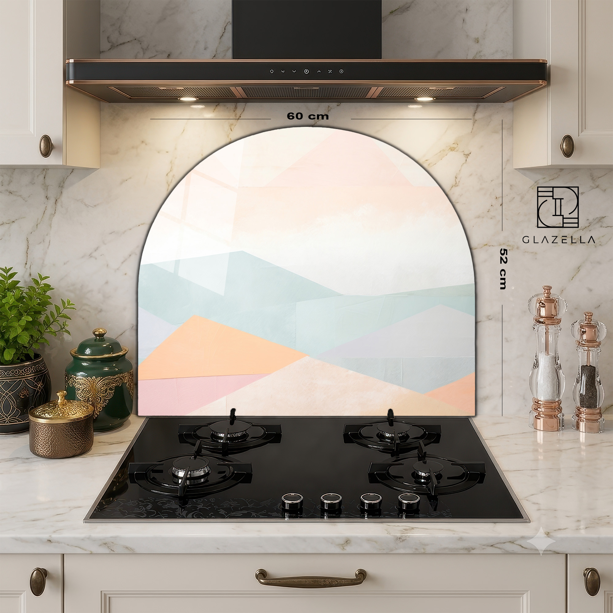 Pastel Geometrik Tasarımlı Ocak Arkası Koruyucu Cam - Glazella Pastel Geometrik Tasarımlı Ocak Arkası Koruyucu Cam - Glazella