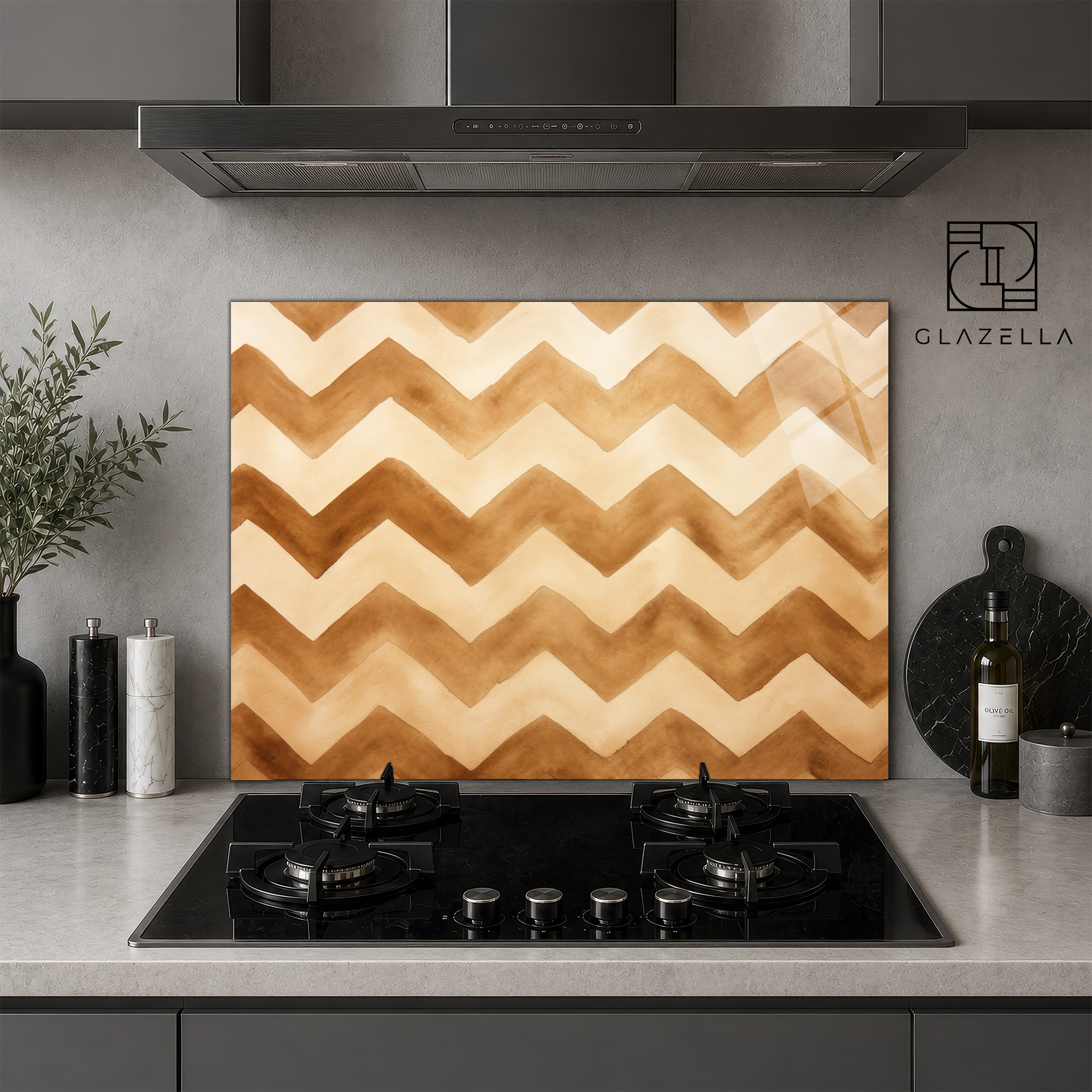 Bohem Zigzag Ocak Arkası Koruyucu Cam - Glazella Bohem Zigzag Ocak Arkası Koruyucu Cam - Glazella