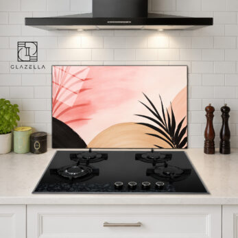 Bohem Tropik Desenli Ocak Arkası Koruyucu Cam Panel - Glazella