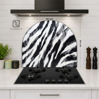 Zebra Efektli Ocak Arkası Koruyucu Cam Panel - Glazella