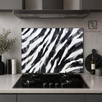 Zebra Efektli Ocak Arkası Koruyucu Cam Panel - Glazella Zebra Efektli Ocak Arkası Koruyucu Cam Panel - Glazella