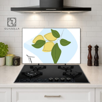 Limon Desenli Minimalist Ocak Arkası Koruyucu Cam - Glazella