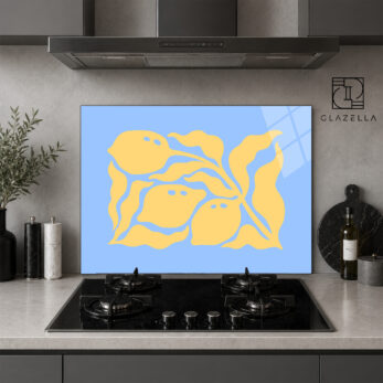 Tropikal Limon Desenli Ocak Arkası Koruyucu Cam - Glazella Tropikal Limon Desenli Ocak Arkası Koruyucu Cam - Glazella