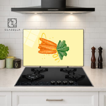 Taze Havuçlar Tasarımlı Ocak Arkası Koruyucu Cam - Glazella