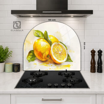 Canlı Limonlar Sanatsal Ocak Arkası Koruyucu Cam - Glazella