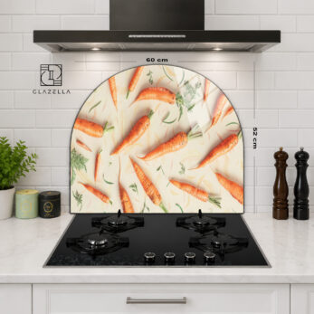 Havuç Desenli Ocak Arkası Koruyucu Cam - Glazella
