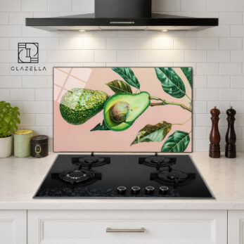 Avokado Dalı Temalı Ocak Arkası Koruyucu Cam - Glazella