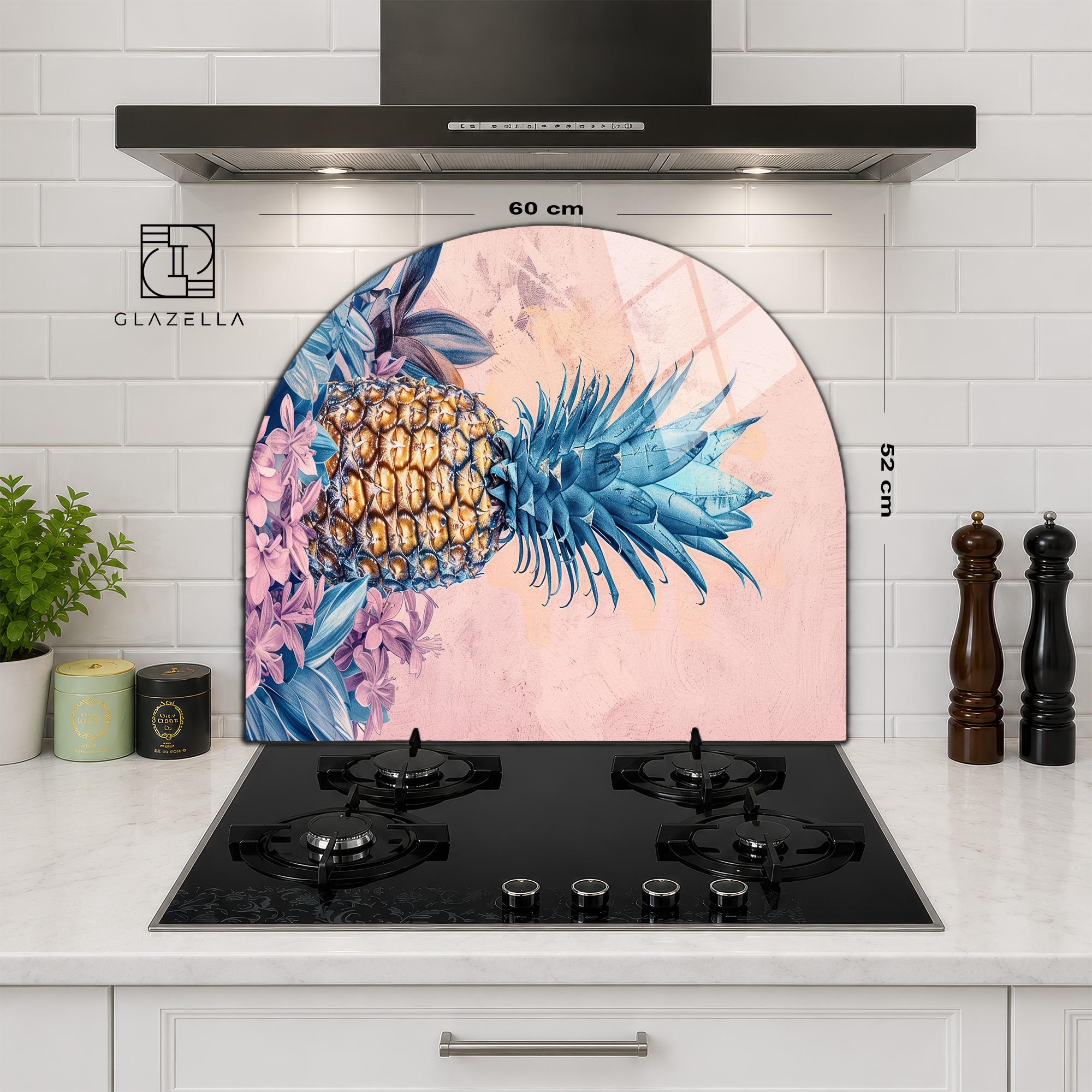 Tropik Ananas Rüyası Ocak Arkası Koruyucu Cam - Glazella Tropik Ananas Rüyası Ocak Arkası Koruyucu Cam - Glazella