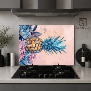 Tropik Ananas Rüyası Ocak Arkası Koruyucu Cam - Glazella Tropik Ananas Rüyası Ocak Arkası Koruyucu Cam - Glazella