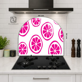 Pembe Limon Dilimleri Ocak Arkası Koruyucu Cam - Glazella
