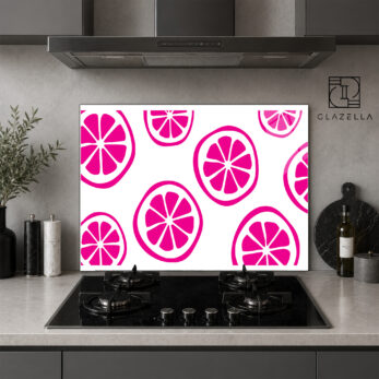 Pembe Limon Dilimleri Ocak Arkası Koruyucu Cam - Glazella