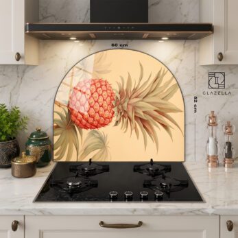 Tropikal Ananas Desenli Ocak Arkası Koruyucu Cam - Glazella