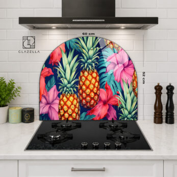 Tropik Ananas Rüyası Ocak Arkası Koruyucu Cam - Glazella