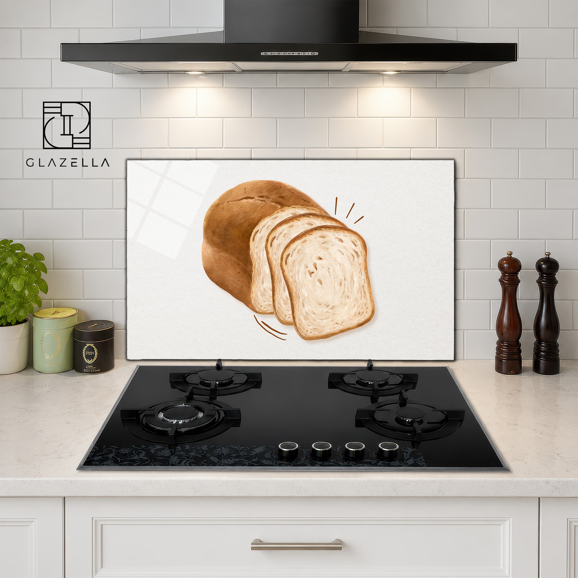 Taze Dilimli Ekmek Deseni Ocak Arkası Koruyucu Cam - Glazella Taze Dilimli Ekmek Deseni Ocak Arkası Koruyucu Cam - Glazella