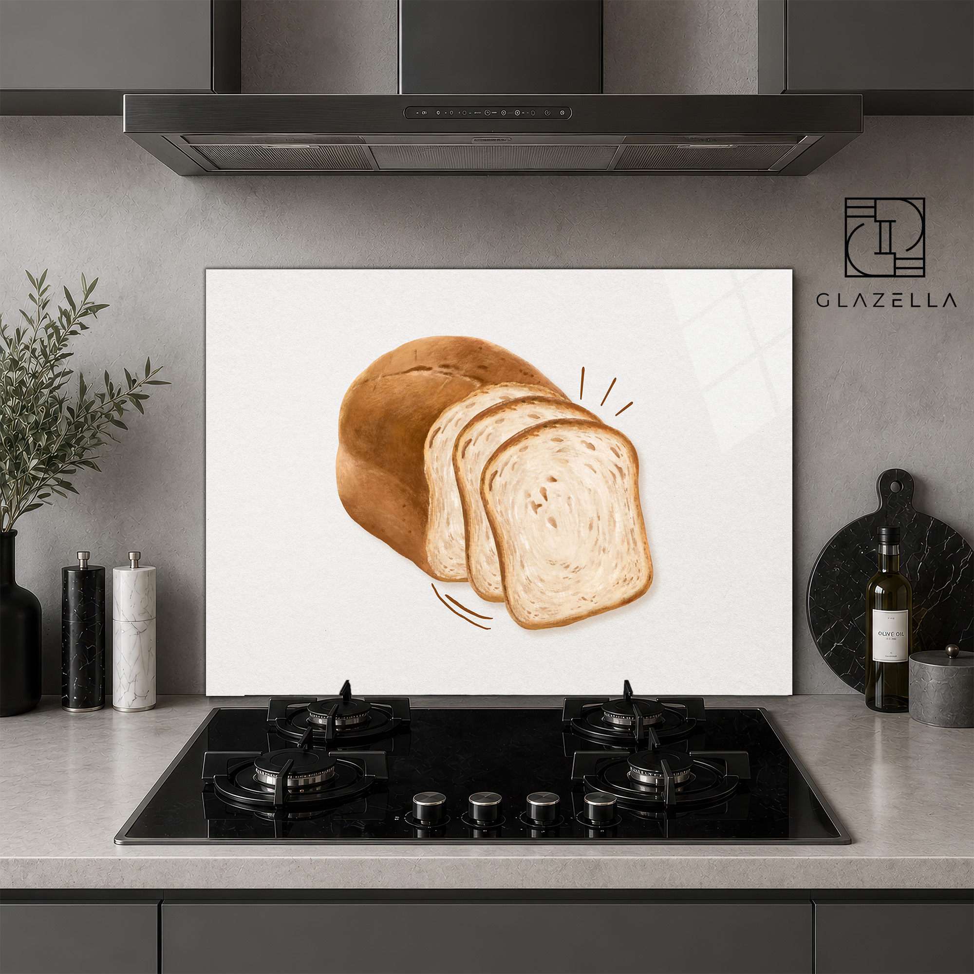Taze Dilimli Ekmek Deseni Ocak Arkası Koruyucu Cam - Glazella Taze Dilimli Ekmek Deseni Ocak Arkası Koruyucu Cam - Glazella