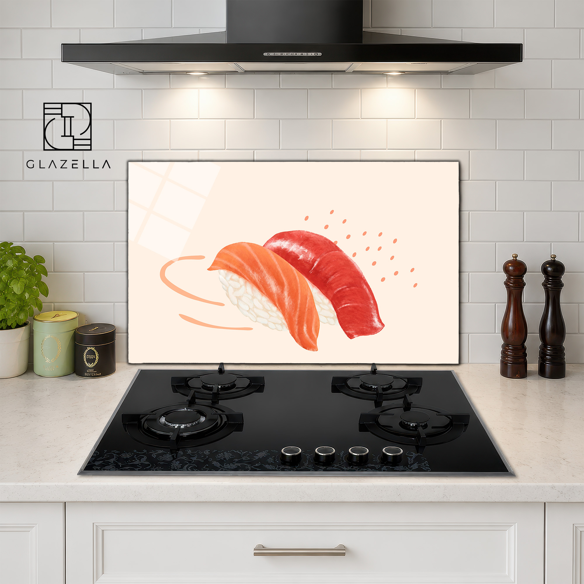 Sushi Ziyafeti Ocak Arkası Koruyucu Cam Panel - Glazella Sushi Ziyafeti Ocak Arkası Koruyucu Cam Panel - Glazella