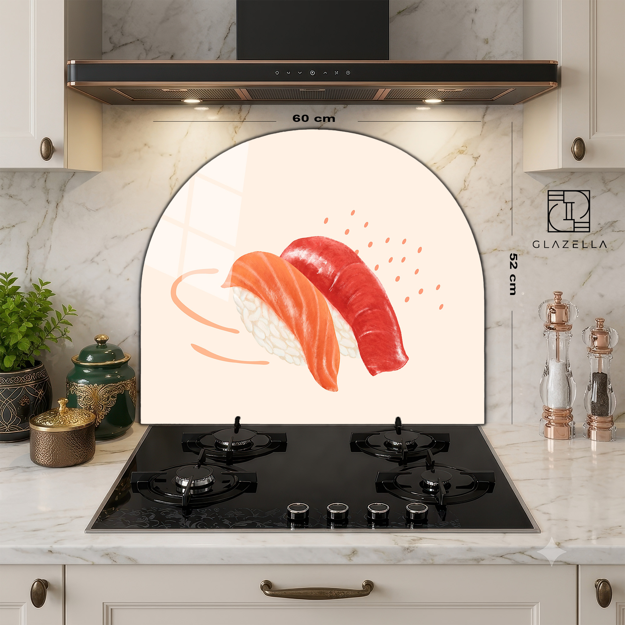 Sushi Ziyafeti Ocak Arkası Koruyucu Cam Panel - Glazella Sushi Ziyafeti Ocak Arkası Koruyucu Cam Panel - Glazella
