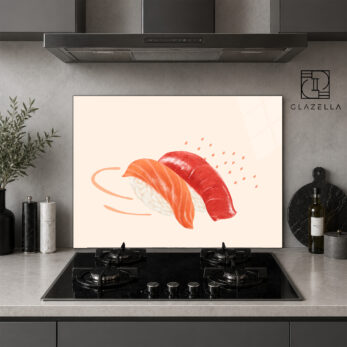 Sushi Ziyafeti Ocak Arkası Koruyucu Cam Panel - Glazella Sushi Ziyafeti Ocak Arkası Koruyucu Cam Panel - Glazella