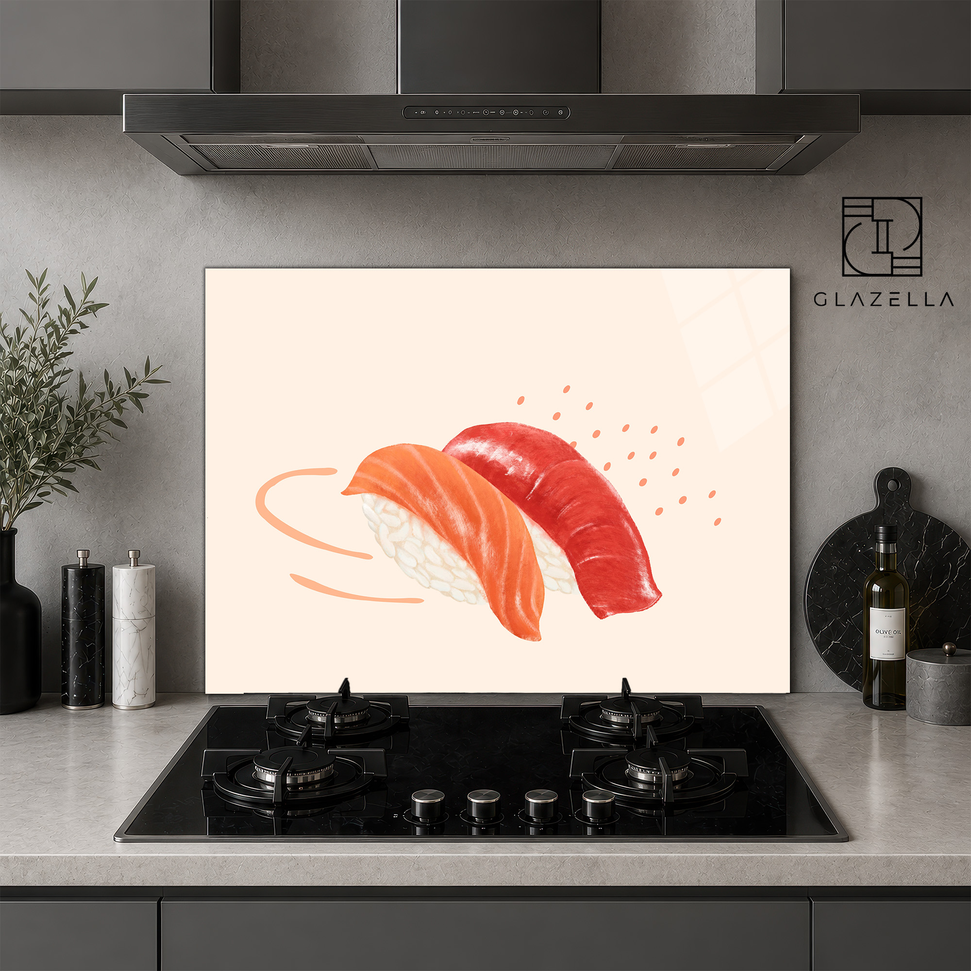 Sushi Ziyafeti Ocak Arkası Koruyucu Cam Panel - Glazella Sushi Ziyafeti Ocak Arkası Koruyucu Cam Panel - Glazella