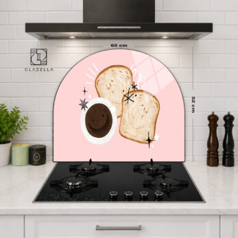 Tatlı Sabahlar Kahve ve Tost Desenli Ocak Arkası Koruyucu Cam - Glazella