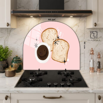 Tatlı Sabahlar Kahve ve Tost Desenli Ocak Arkası Koruyucu Cam - Glazella Tatlı Sabahlar Kahve ve Tost Desenli Ocak Arkası Koruyucu Cam - Glazella