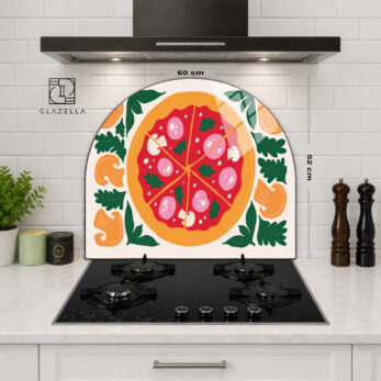 Pizza Desenli Ocak Arkası Koruyucu Cam - Glazella