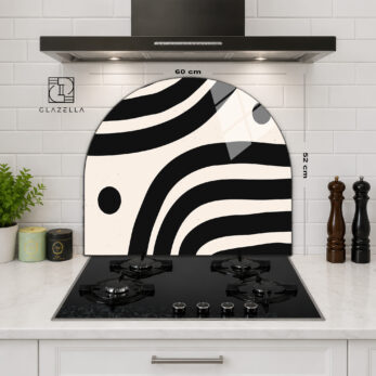 Modern Zebra Desenli Ocak Arkası Koruyucu Cam - Glazella