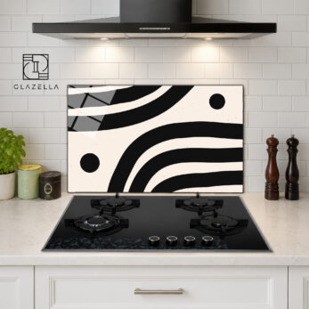 Modern Zebra Desenli Ocak Arkası Koruyucu Cam - Glazella