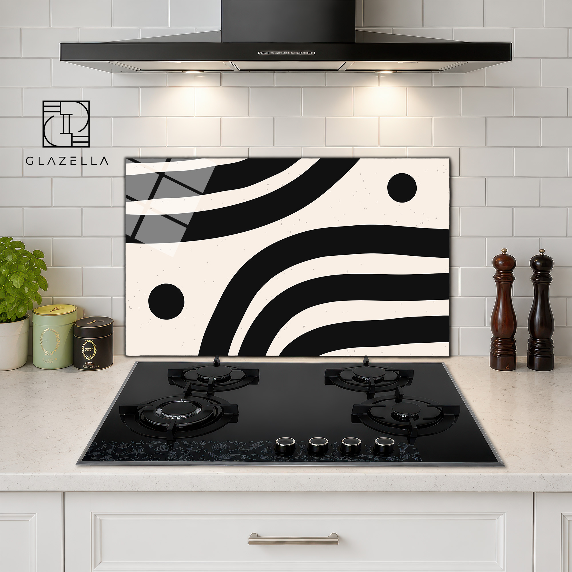 Modern Zebra Desenli Ocak Arkası Koruyucu Cam - Glazella Modern Zebra Desenli Ocak Arkası Koruyucu Cam - Glazella