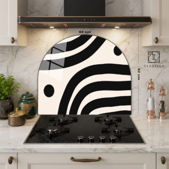 Modern Zebra Desenli Ocak Arkası Koruyucu Cam - Glazella Modern Zebra Desenli Ocak Arkası Koruyucu Cam - Glazella