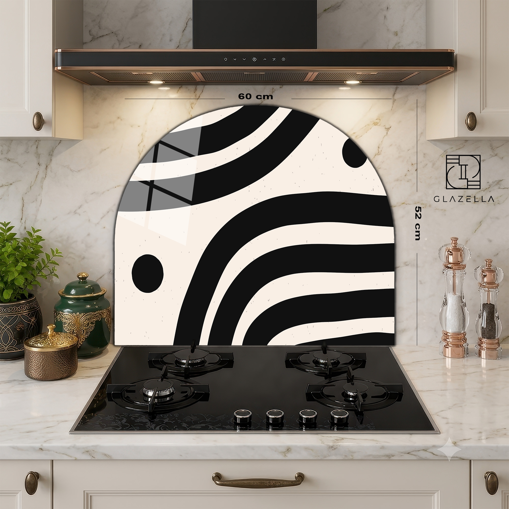 Modern Zebra Desenli Ocak Arkası Koruyucu Cam - Glazella Modern Zebra Desenli Ocak Arkası Koruyucu Cam - Glazella