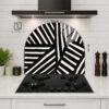 Modern Geometrik Çizgili Ocak Arkası Koruyucu Cam Panel - Glazella Modern Geometrik Çizgili Ocak Arkası Koruyucu Cam Panel - Glazella