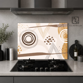 Organik Kahve Tonları Abstract Ocak Arkası Koruyucu Cam - Glazella