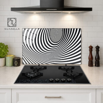 Spiral Optik İllüzyon Ocak Arkası Koruyucu Cam - Glazella