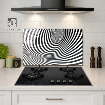 Spiral Optik İllüzyon Ocak Arkası Koruyucu Cam - Glazella