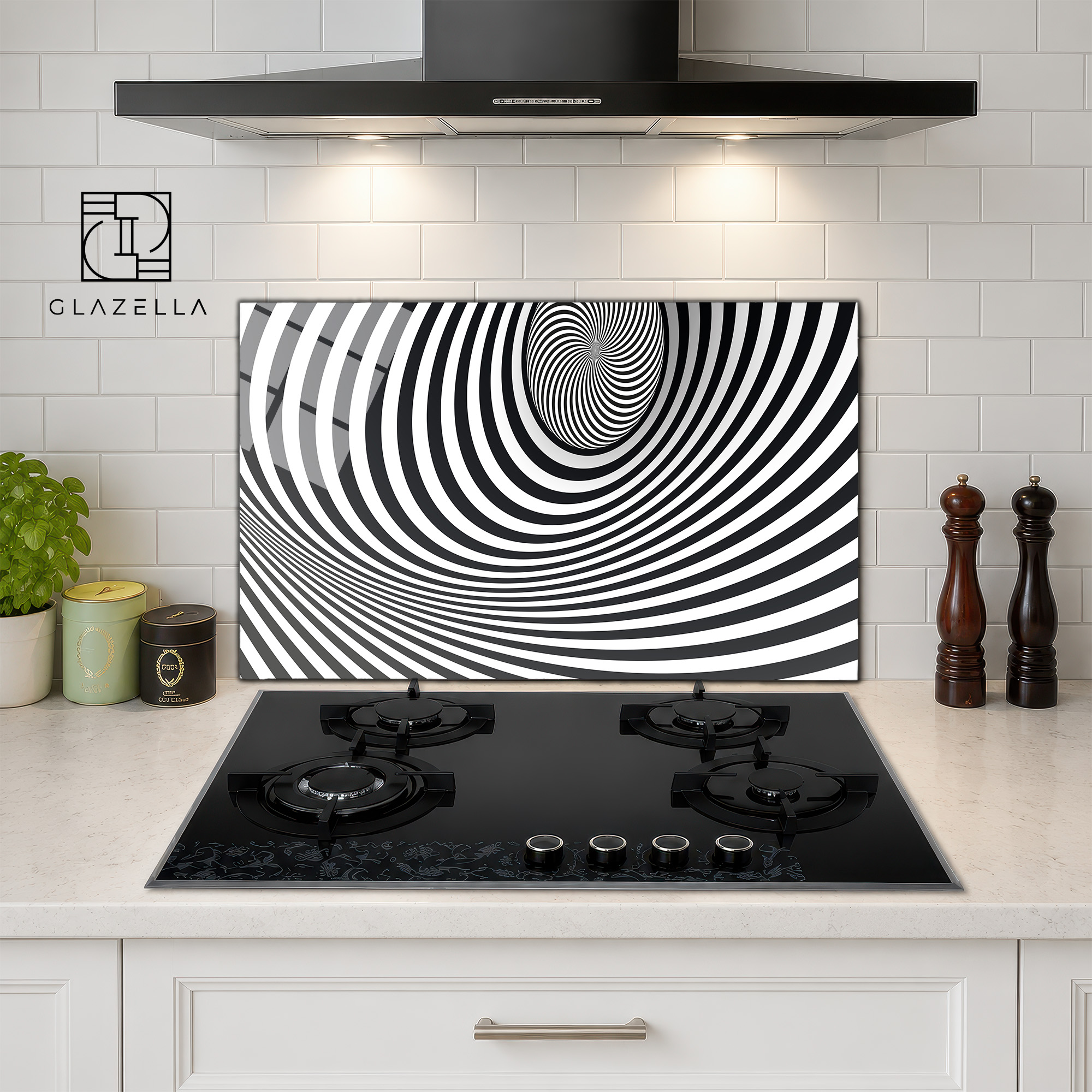 Spiral Optik İllüzyon Ocak Arkası Koruyucu Cam - Glazella Spiral Optik İllüzyon Ocak Arkası Koruyucu Cam - Glazella