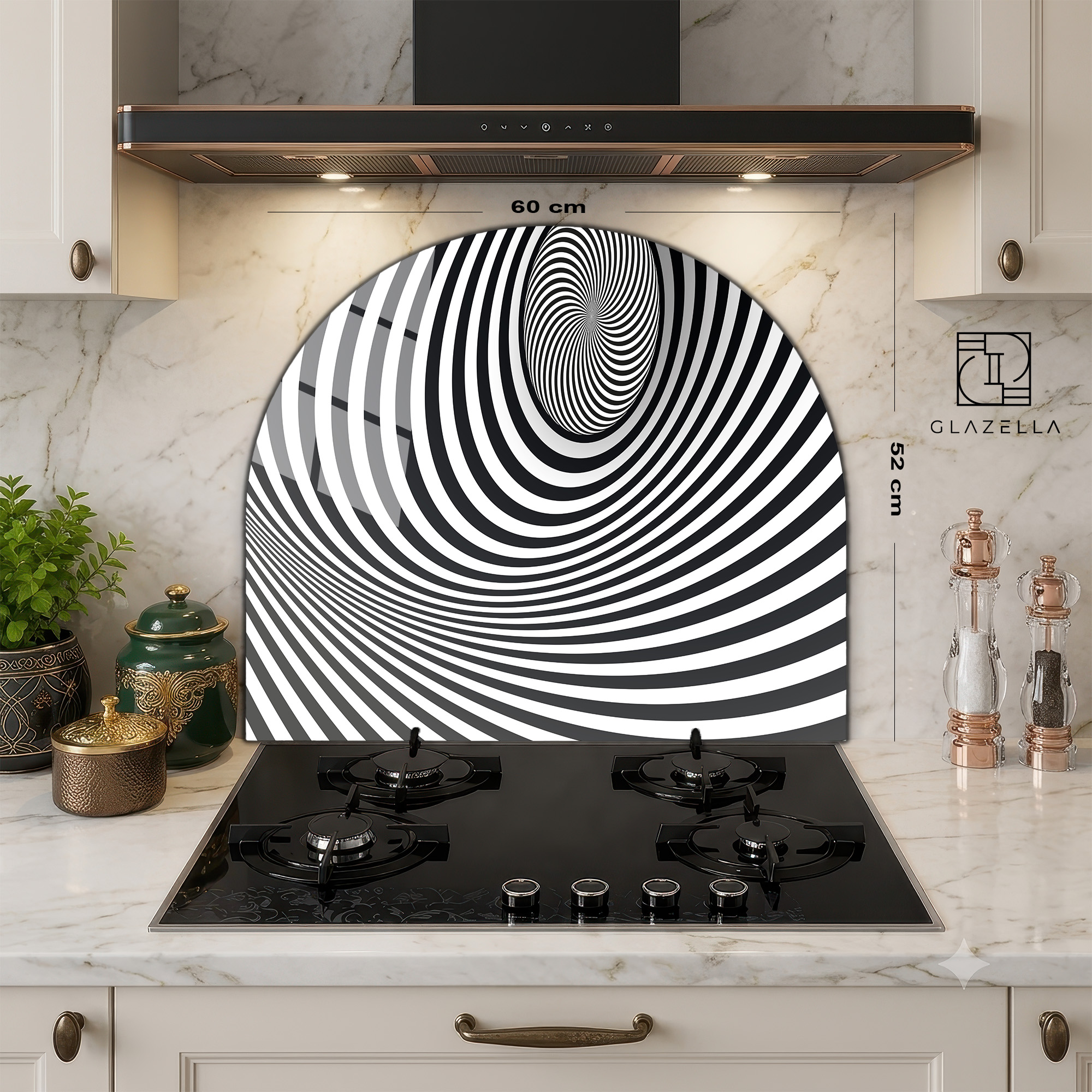 Spiral Optik İllüzyon Ocak Arkası Koruyucu Cam - Glazella Spiral Optik İllüzyon Ocak Arkası Koruyucu Cam - Glazella