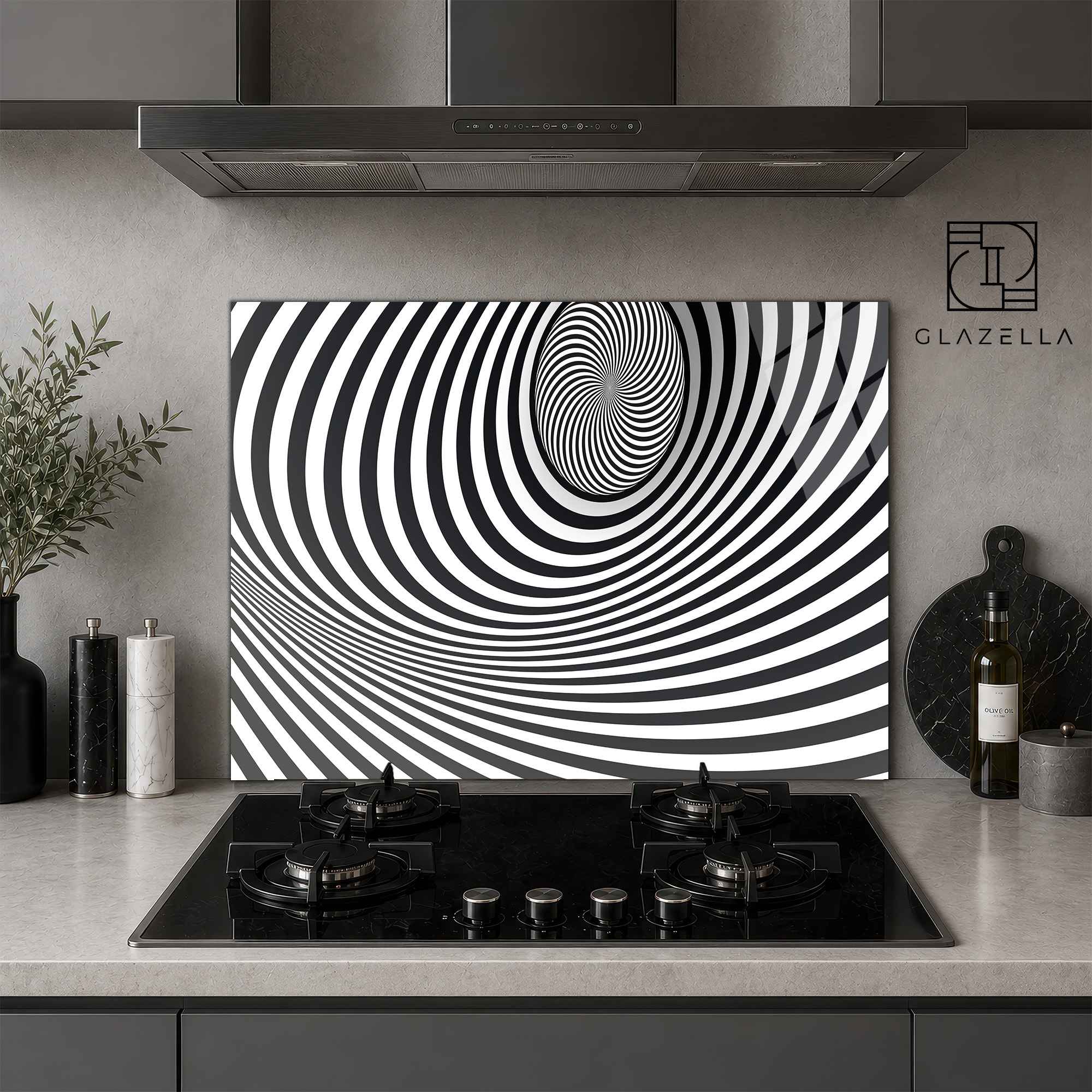 Spiral Optik İllüzyon Ocak Arkası Koruyucu Cam - Glazella Spiral Optik İllüzyon Ocak Arkası Koruyucu Cam - Glazella