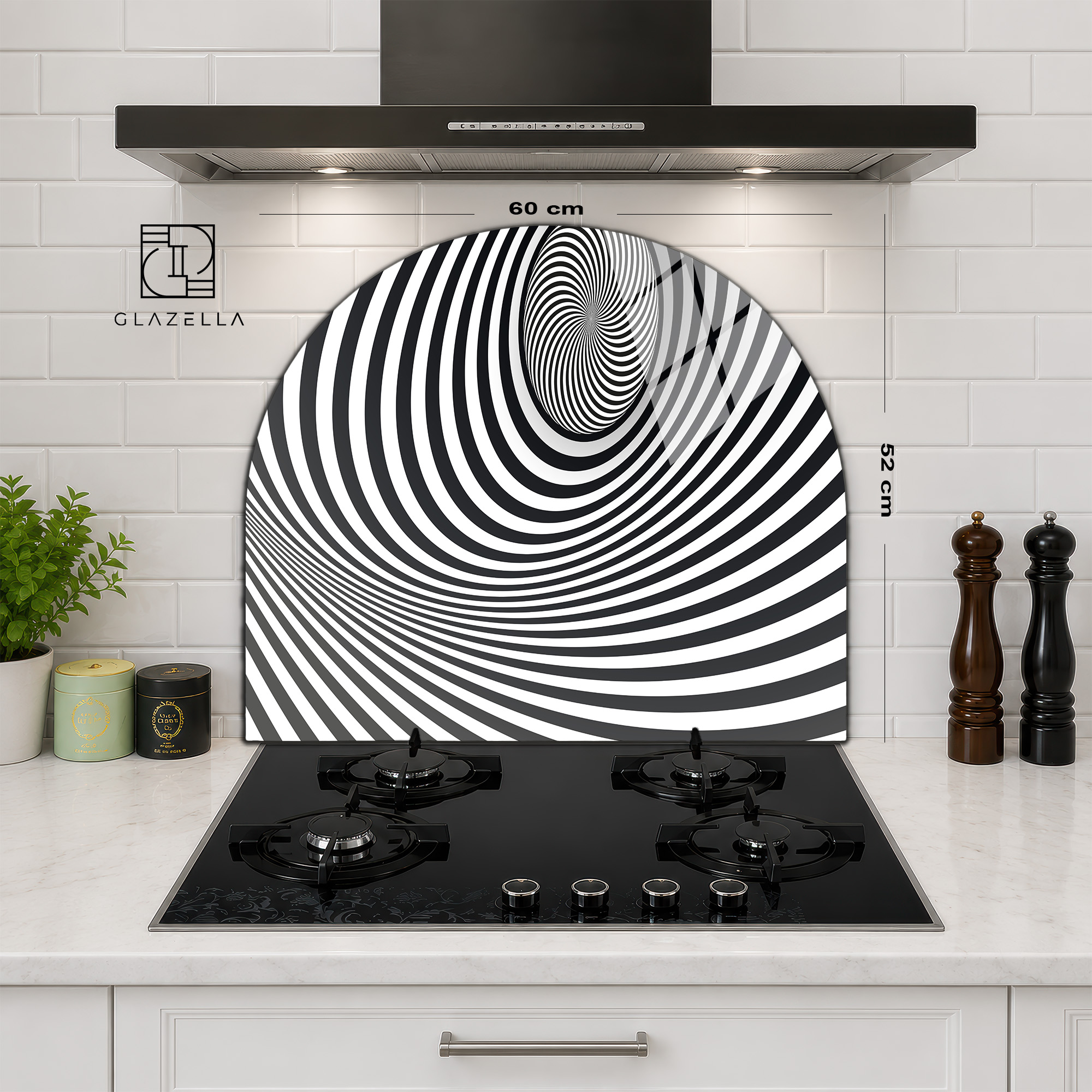 Spiral Optik İllüzyon Ocak Arkası Koruyucu Cam - Glazella Spiral Optik İllüzyon Ocak Arkası Koruyucu Cam - Glazella
