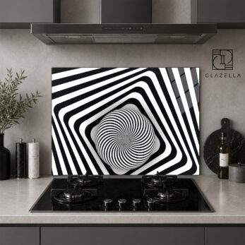 Hipnotik Spiral Optik Desenli Ocak Arkası Koruyucu Cam - Glazella Hipnotik Spiral Optik Desenli Ocak Arkası Koruyucu Cam - Glazella